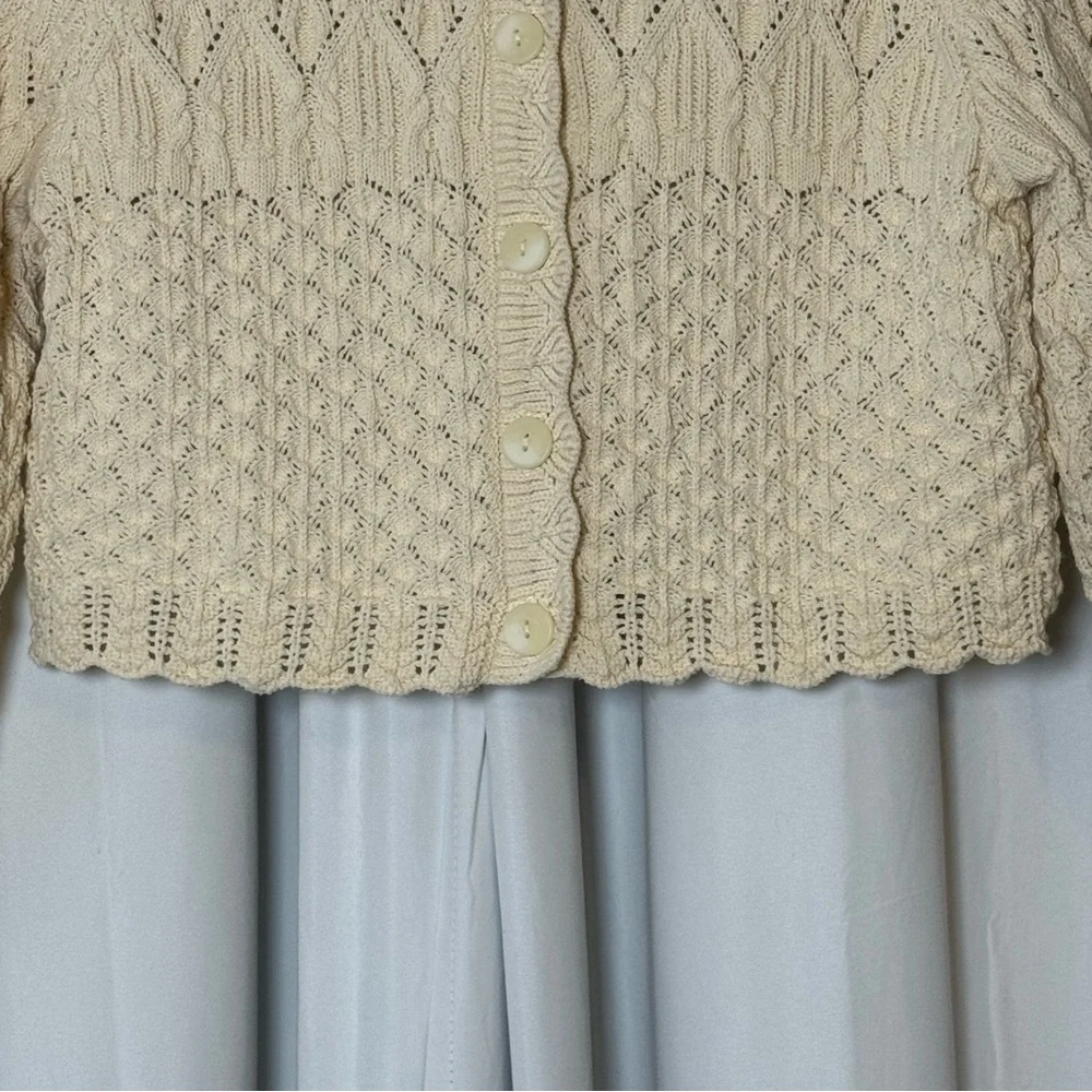 ba&sh Jump Cardigan Cropped Crochet Scalloped Cream Size 3 Womens US 8 Parisian - Picture 7 of 16